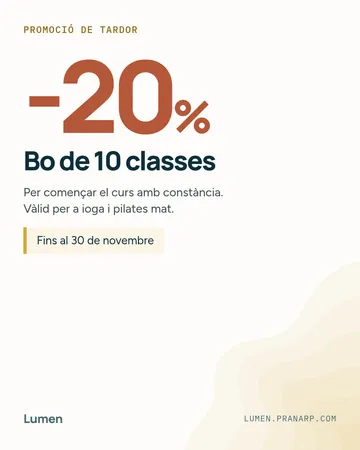 Post de promoció: 20 % de descompte al bo de 10 classes fins al 30 de novembre.