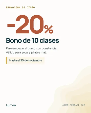 Post de promoción: 20 % de descuento en el bono de 10 clases hasta el 30 de noviembre.